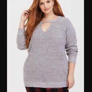 TORRID | Heather Gray Keyhole Neckline Knit Sweater Sz 1X